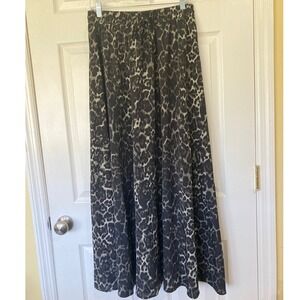 Leopard Print Maxi Skirt XL Elastic Drawstring Flowy Lightweight Boho Mob Wife